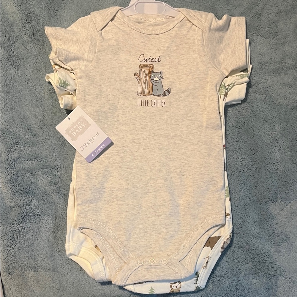 Hudson Baby Set of 3 One Piece Bodysuits Woodland Creatures